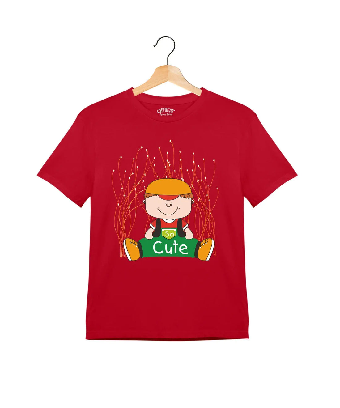 "So Cute" - Kids Unisex T-Shirt – Premium Round Neck - Red - 100% Cotton Offbeat