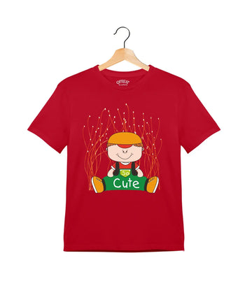 "So Cute" - Kids Unisex T-Shirt – Premium Round Neck - Red - 100% Cotton Offbeat