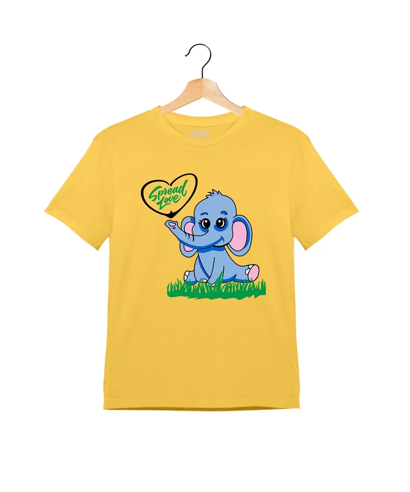"Spread Love" - Kids Unisex T-Shirt – Premium Round Neck - Minion Yellow - 100% Cotton Offbeat