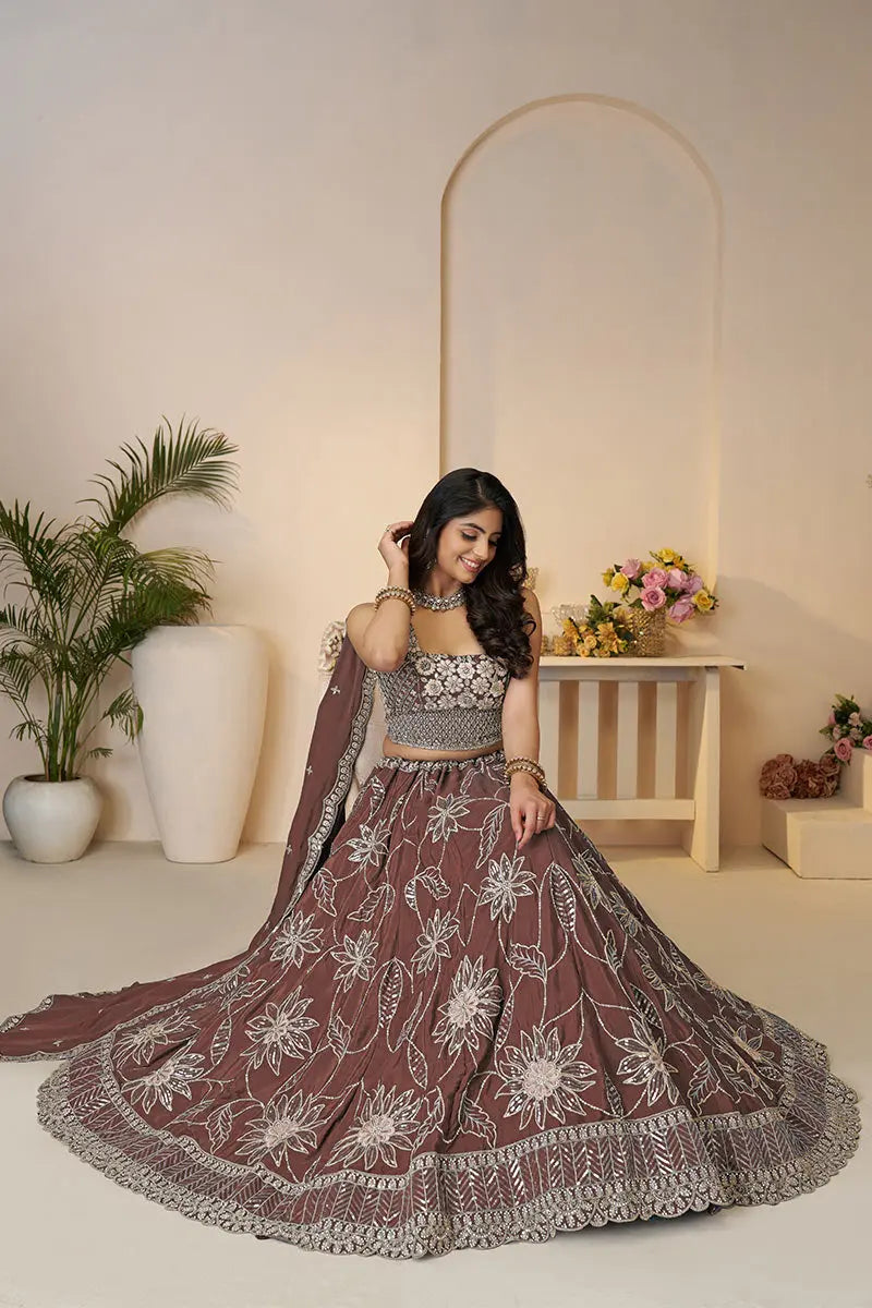 Spring Blossom: Mauve Sequin Lehenga for the Dreamy Bridesmaid KSR