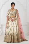 Stunning White Zari Silk Bridal Lehenga with Intricate Embroidery KSR