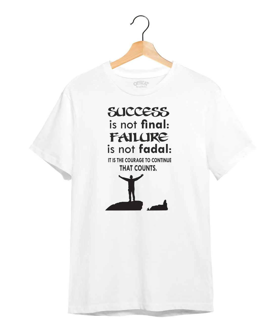 "Success and Failure" Printed T-Shirt – Premium Round Neck - Electric Blue and White - 100% Cotton Offbeat