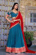 Teal & Red Bridal Lehenga Choli Set with Dupatta – Classic Festive/Function wear RTI