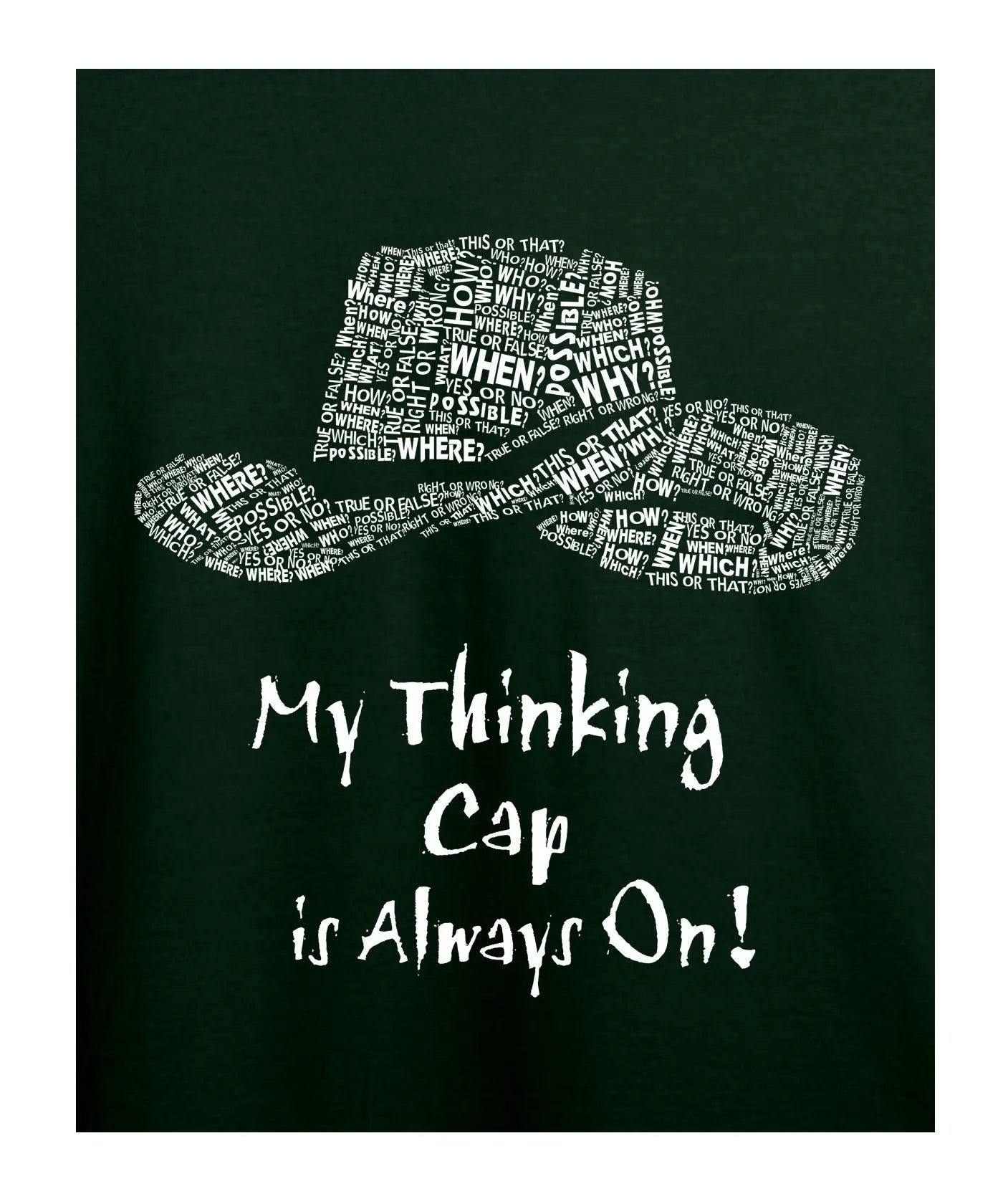 "Thinking Cap" Printed T-Shirt – Premium Round Neck - Black & Bottle Green - 100% Cotton Offbeat