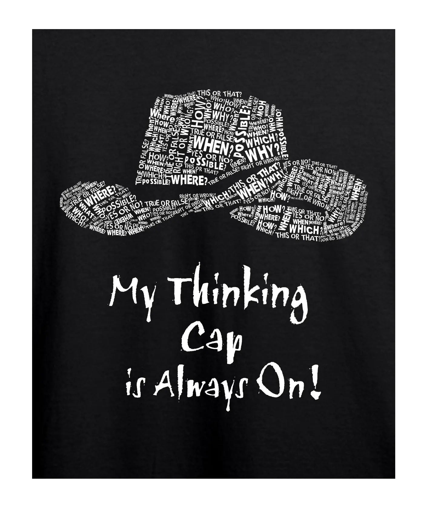 "Thinking Cap" Printed T-Shirt – Premium Round Neck - Black & Bottle Green - 100% Cotton Offbeat