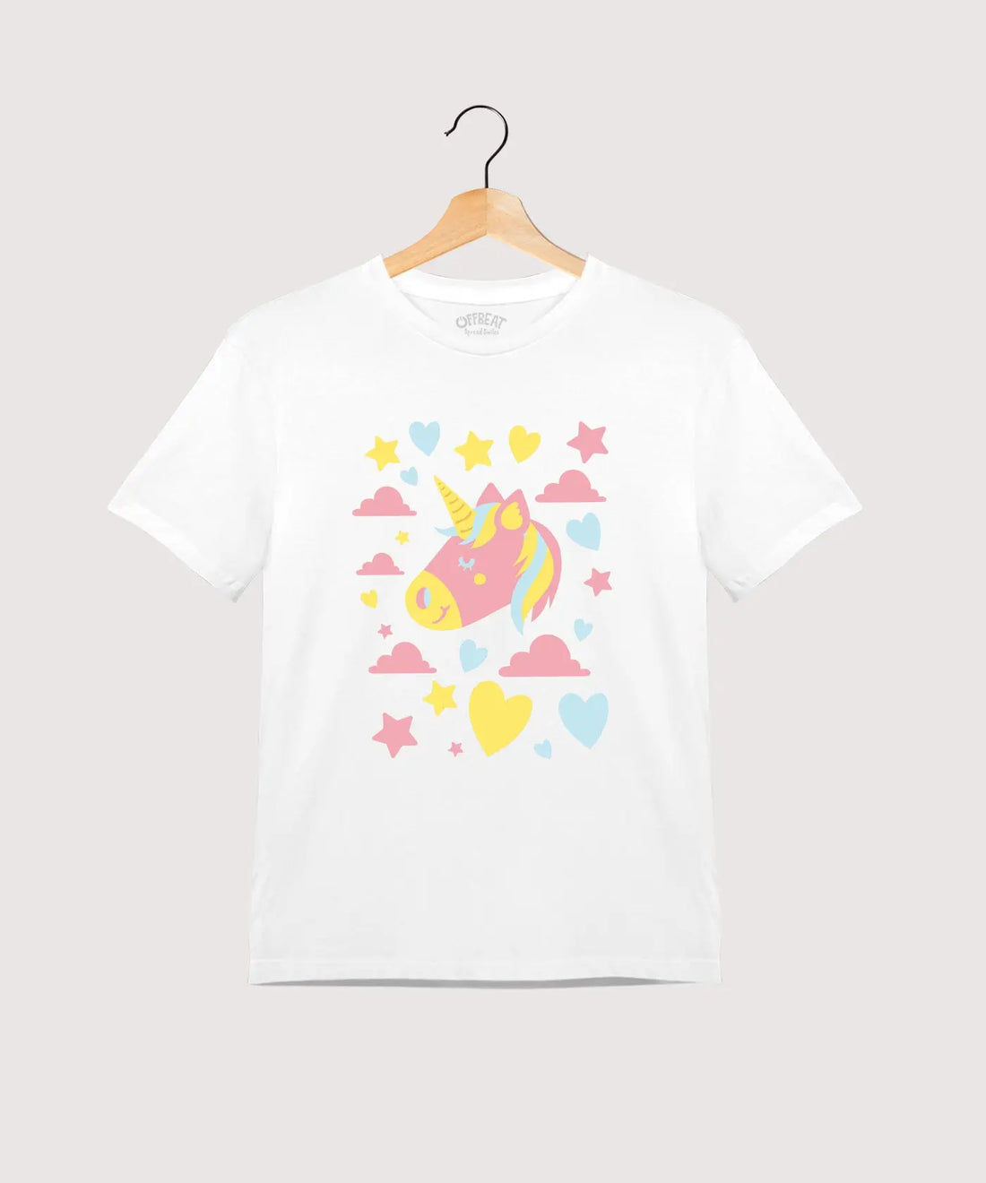 "Unicorn" - Kids Unisex T-Shirt – Premium Round Neck - White - 100% Cotton Offbeat