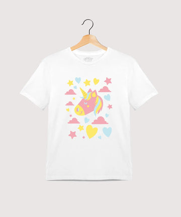 "Unicorn" - Kids Unisex T-Shirt – Premium Round Neck - White - 100% Cotton Offbeat