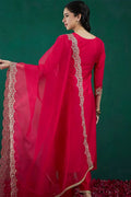 Pink Straight Suit with Embroidery & Dupatta | Party Wear Set VA