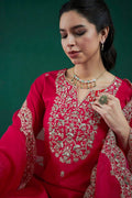 Pink Straight Suit with Embroidery & Dupatta | Party Wear Set VA