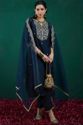Blue Festive Suit with Embroidery – 3-Piece Traditional Outfit VA