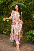 Signature Cream Suit with Delicate Floral Printed Dupatta VA