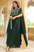 Emerald Green Embroidered Chiffon Maxi Abaya VA