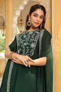Emerald Green Embroidered Chiffon Maxi Abaya VA