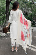 Luxe White Suit Ensemble with Romantic Floral Dupatta LF