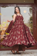 Maslin Heavy Digital Printed Anarkali – Fully Flared Ethnic Dress UF