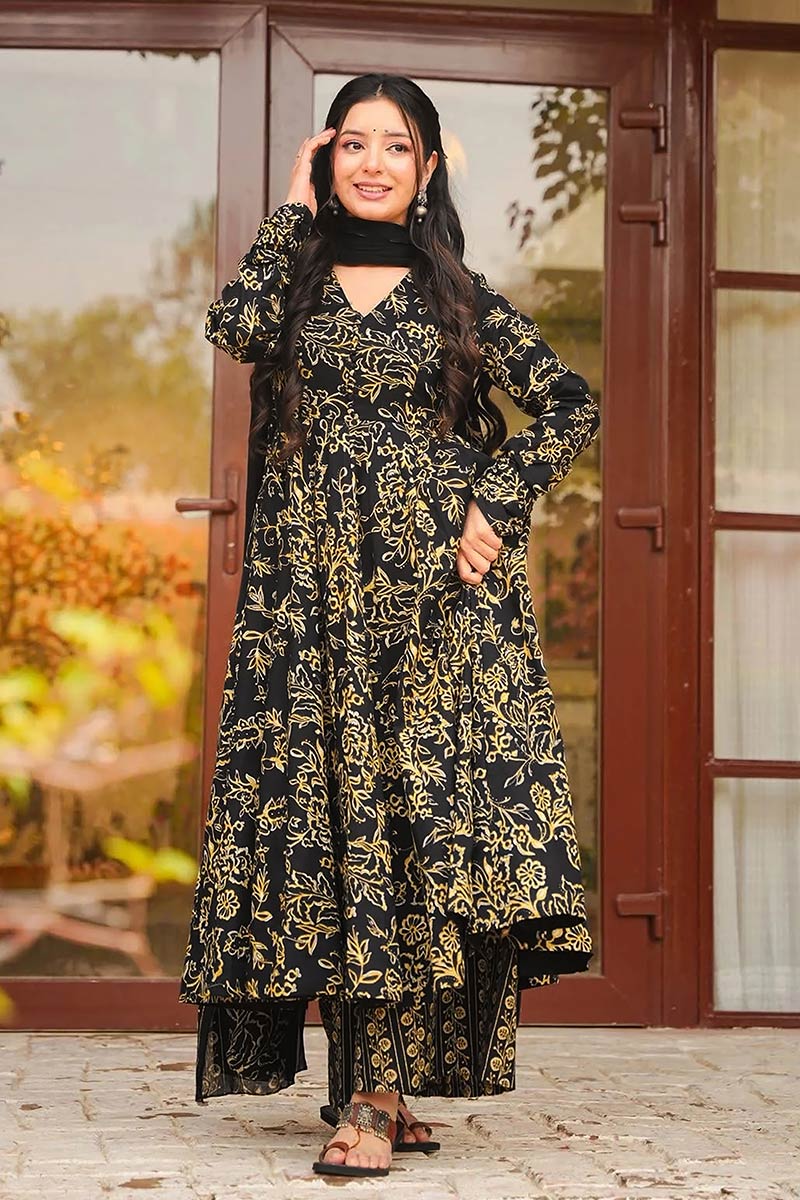 Elegant Maroon Anarkali Dress – Heavy Print Maslin | Multi Color UF