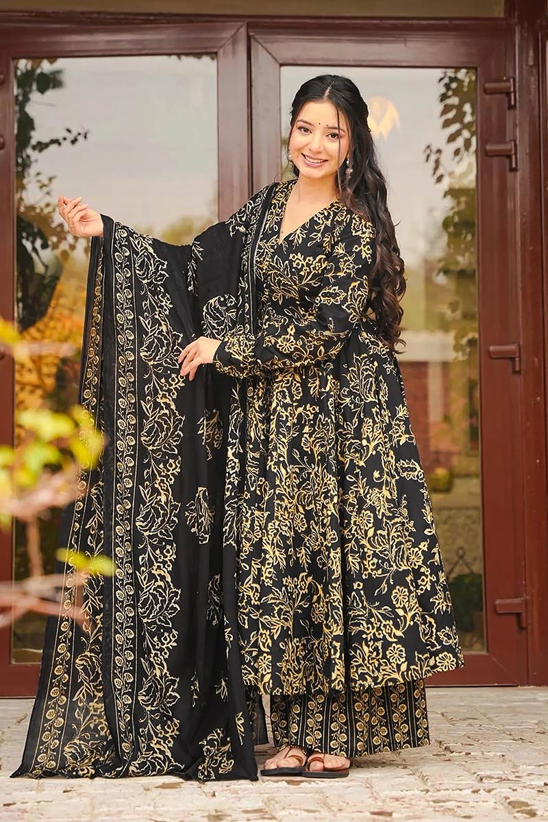 Elegant Maroon Anarkali Dress – Heavy Print Maslin | Multi Color UF