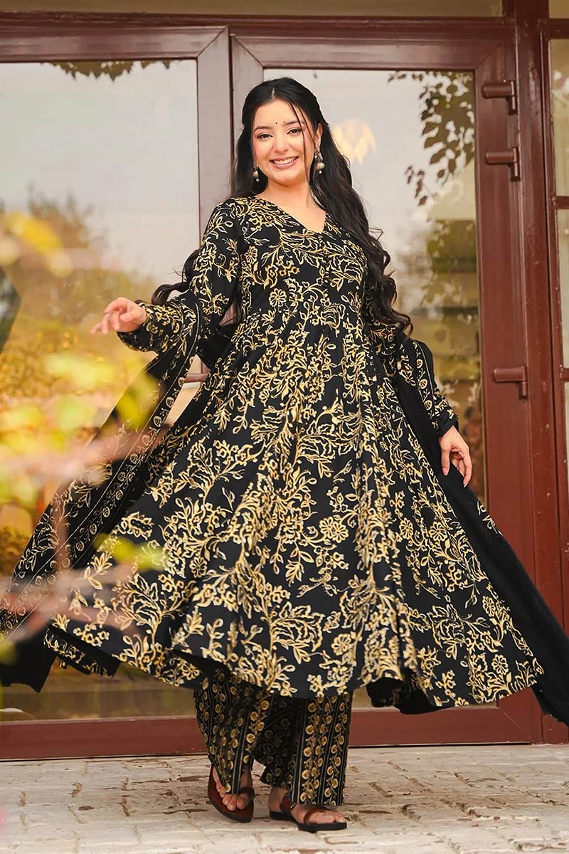 Elegant Maroon Anarkali Dress – Heavy Print Maslin | Multi Color UF