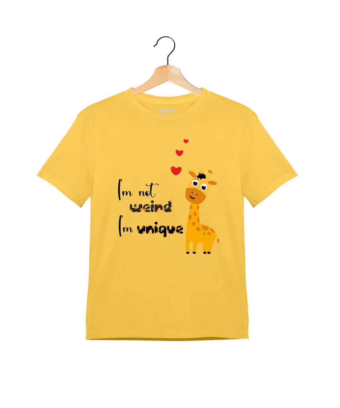"Weird and Unique" - Kids Unisex T-Shirt – Premium Round Neck - Minion Yellow - 100% Cotton Offbeat