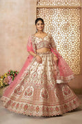 Whimiscal white Imperial Patterned Embroidered Bridal Lehenga KSR