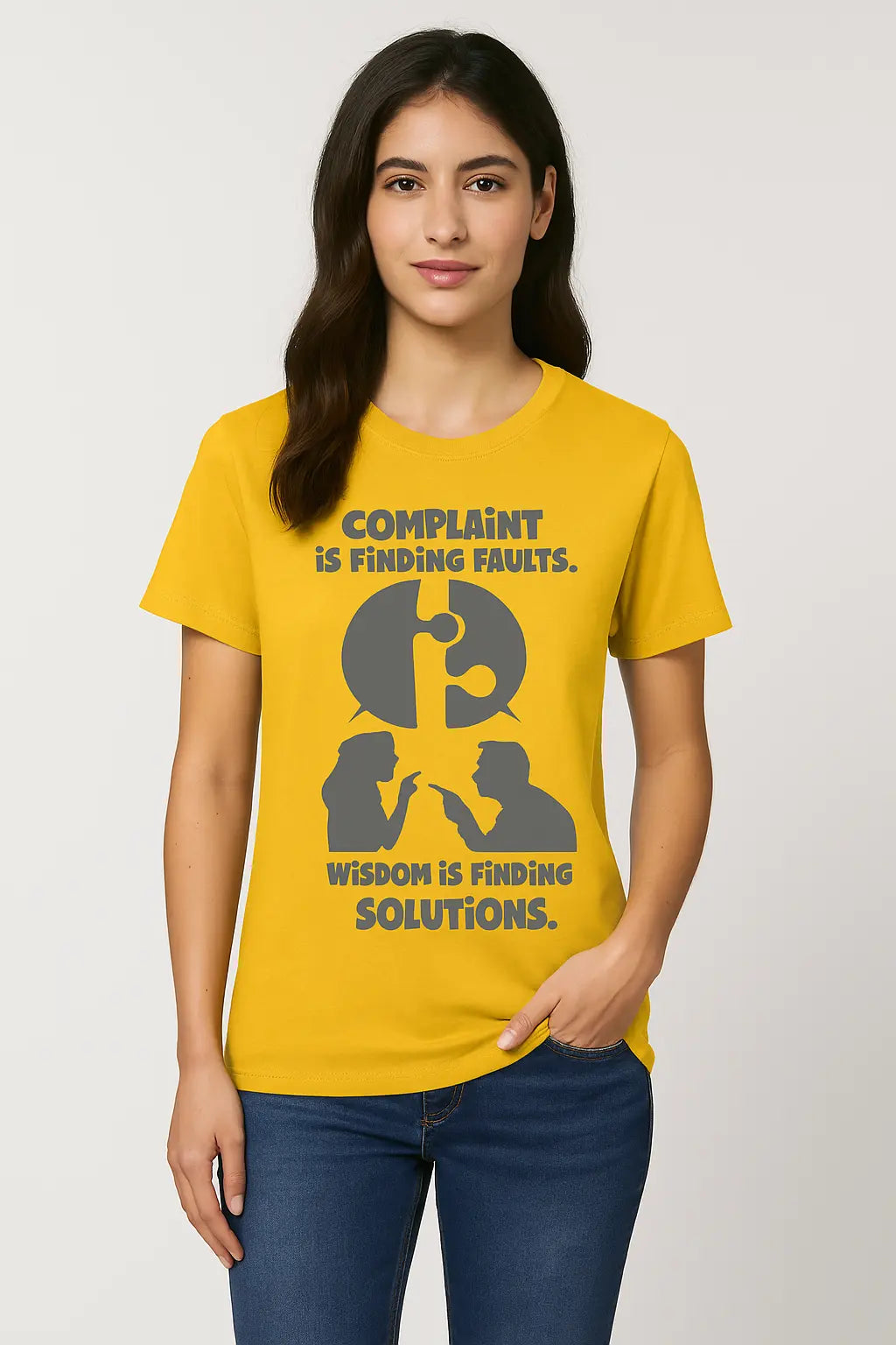 Wisdom Over Complaint - Premium Cotton Motivational T-Shirt – Unisex Comfort Fit - Yellow, Navy Blue Offbeat