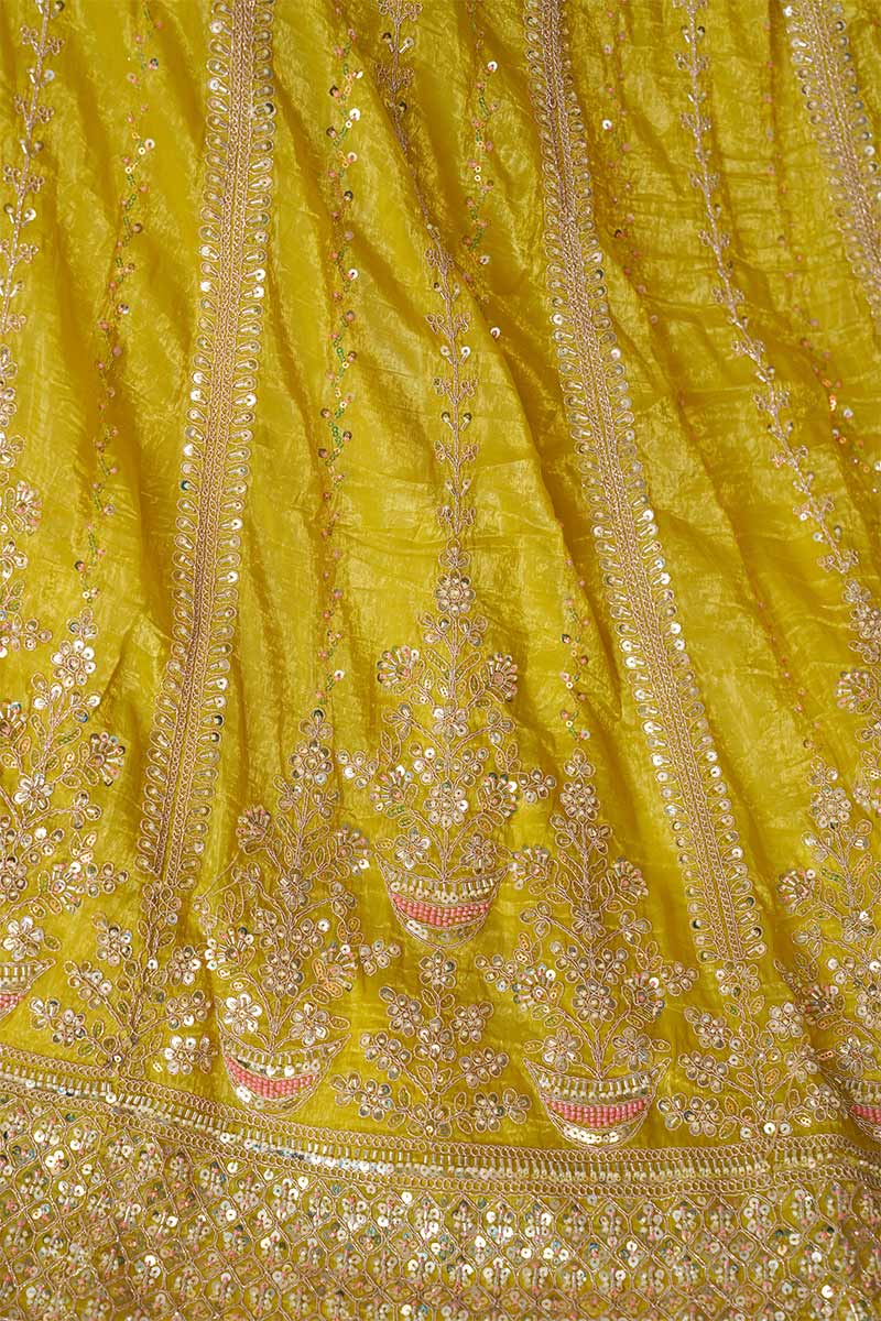 Yellow Haldi Lehenga with Intricate Sequins & Cut Dana Work KSR