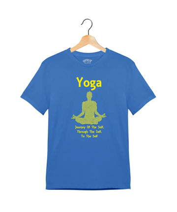 "Yoga Journey" - Juniors Unisex T-Shirt –  Premium Round Neck - Electric Blue - 100% Cotton Offbeat